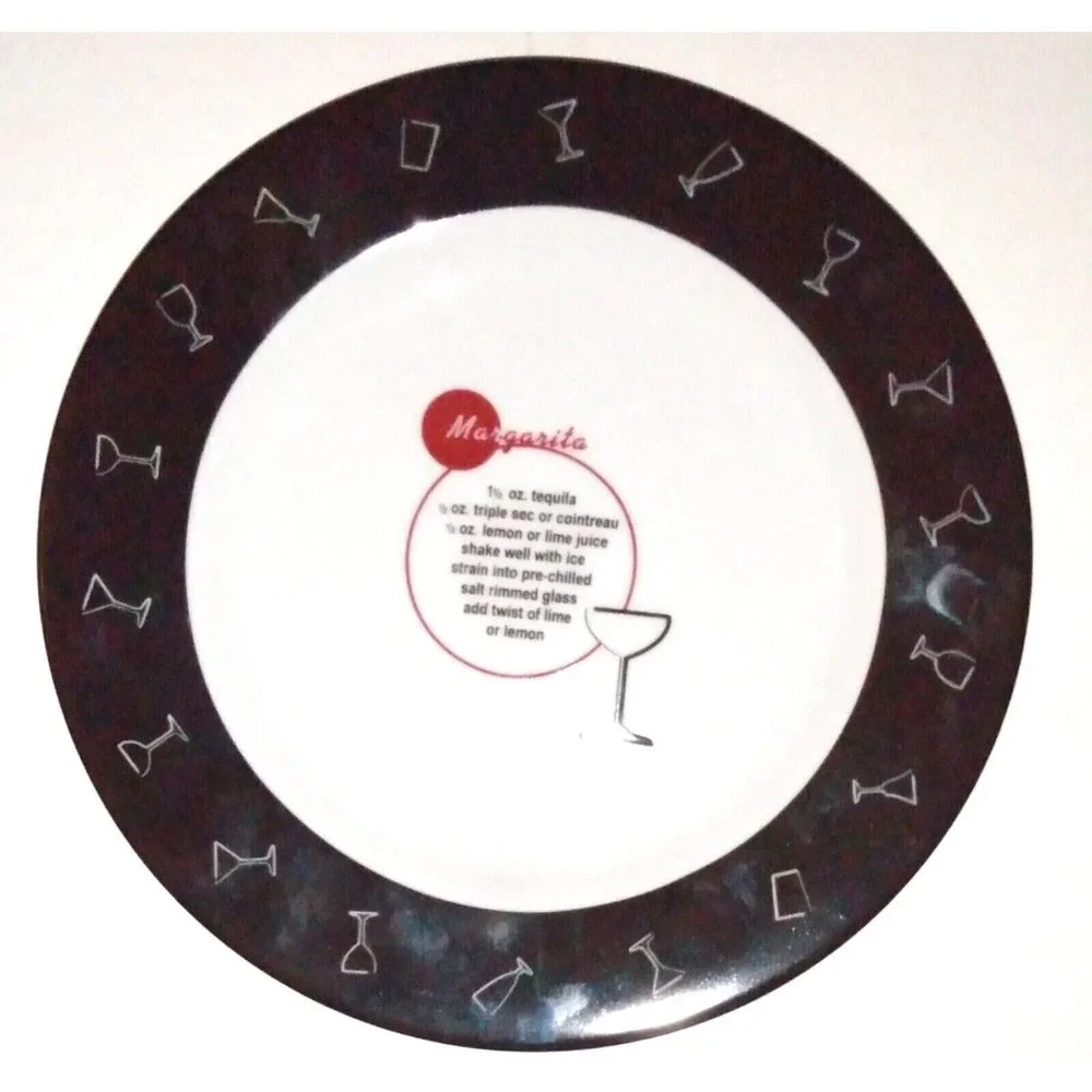 Pottery Barn Retro Bar Drink Recipes Salad Plates Lot of 2